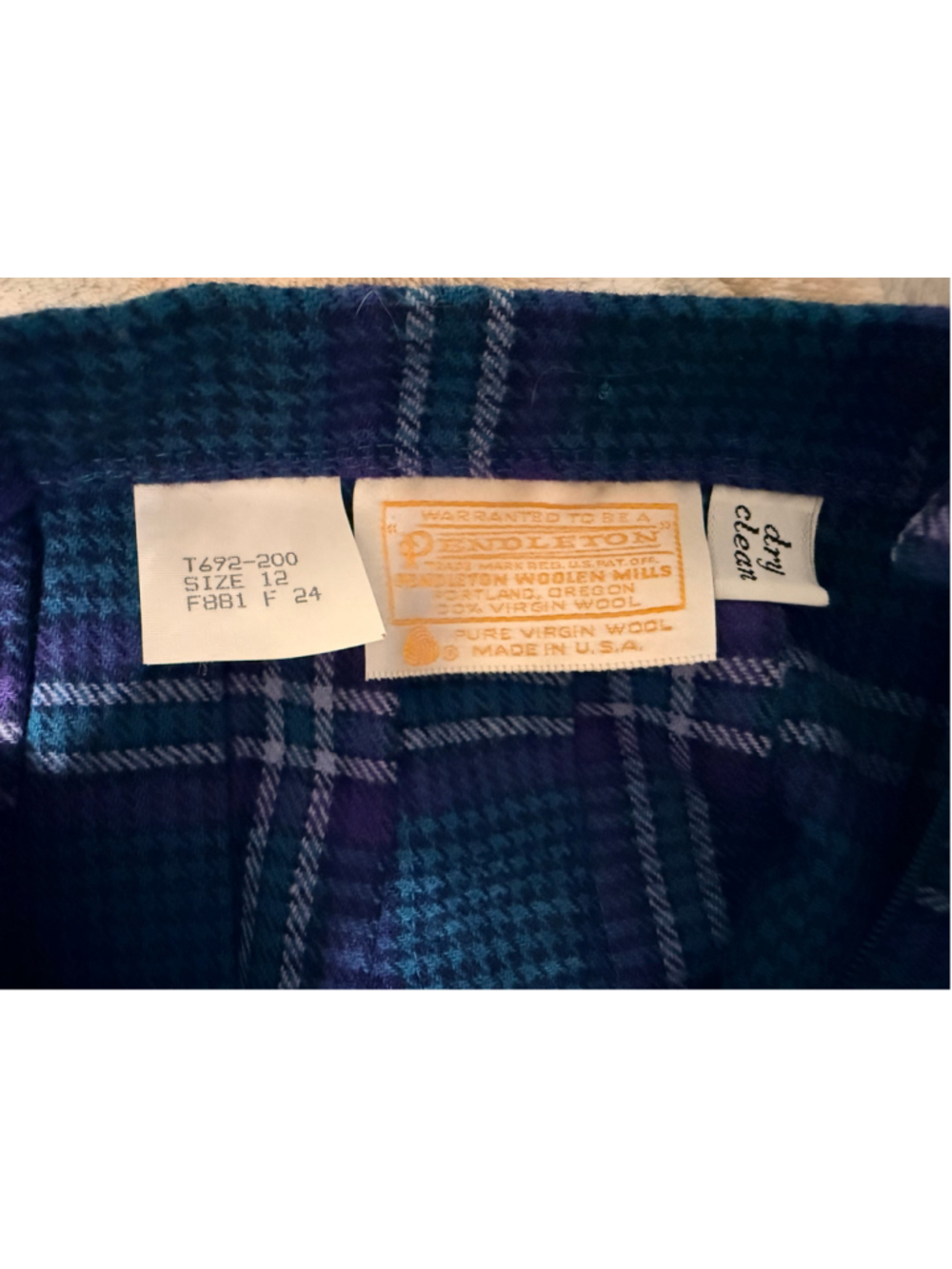 Vintage 80s Pendleton Town & Country Wool Plaid Skirt NWT Deadstock Size 12 Made - Picture 9 of 9